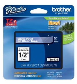 Brother TZe135 Laminated Tape, 1/2 Inch