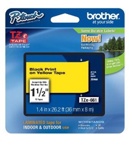 Brother TZe661 Laminated Black on Yellow 1.5 Inch Tape