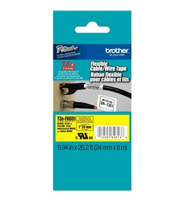 Brother TZeFX651 Laminated Flexible ID Black on Yellow 1 Inch Tape