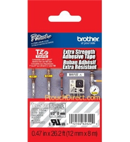 Brother TZeS135 Laminated Extra-Strength White on Clear 1/2 Inch Tape