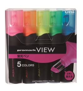 Uni Promark View Highlighter - 5 Color Set