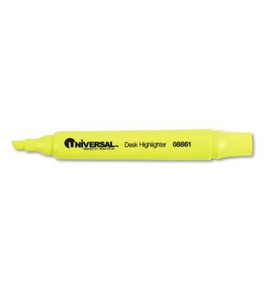 Universal? - Desk Highlighter, Chisel Tip, Fluorescent Yellow, 12/Pk - Sold As 1 Dozen - Well-designed highlighter features bright colors and wide barrel.