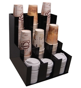 Verticle Coffee Cup Dispenser and Lid Holder Condiment Stirrer, Sugar Cup Caddy Organize and Display Your Coffee Counter with Style
