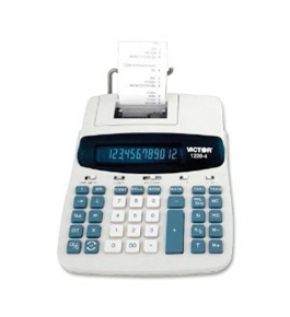 Victor 1220-4 Desktop Printing Calculator - 12 Character(s) - Fluorescent - AC Supply, Power Adapter Powered - 8" x 11" x 2.5"