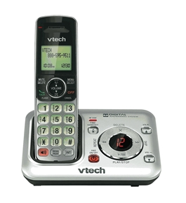 VTech CS6429 DECT 6.0 Cordless Phone, Silver/Black, 1 Handset