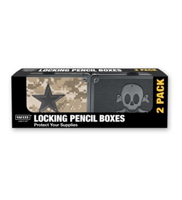 Two-Pack Pencil Box, 1 Black w/Black Skull, 1 Desert Camo with Black Star - Assorted - Vaultz - VZ00410