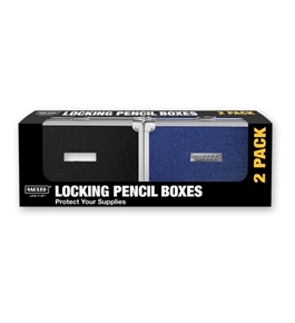 Two-Pack Pencil Box, 1 Black, 1 Blue - Assorted - Vaultz - VZ00413