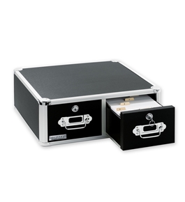 Vaultz Locking VZ01393 Index Card Cabinet Double Drawer - Black