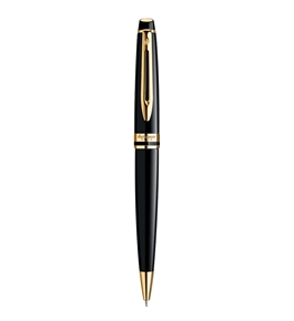 Waterman Expert Black with Gold Trim Medium Point Ballpoint Pen (S0951700)