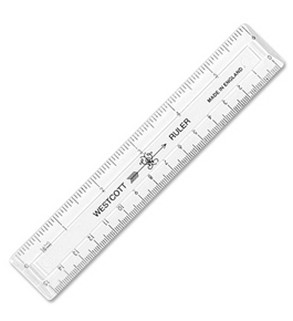 Westcott English and Metric Shatterproof Ruler, Clear, 6"