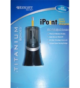 Westcott Titanium iPoint Pencil Sharpener, Electric, Auto Sensor Shut Off (14875)- Black