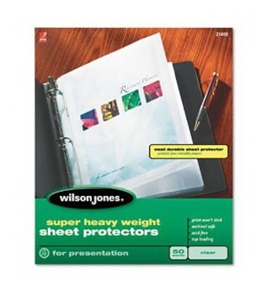 Wilson Jones Super Heavy Weight Top-Loading Sheet Protectors, Letter Size, 50 Sleeves per Box, Clear