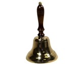 10- Hand Held Maritime Bell with Polished Brass Finish and Wooden Handle