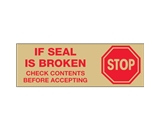 2- x 110 yds. - -Stop If Seal Is Broken- Tan (18 Pack) Tape Logic™ Pre-Printed Carton Sealing Tape (18 Per Case)