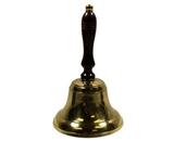 8- Hand Held Maritime Bell with Polished Brass Finish and Wooden Handle