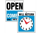 Headline Sign 9382 Double-Sided Open/Will Return Sign with Clock Hands, 7.5 Inches by 9 Inches