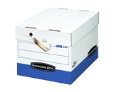 Bankers Box Presto Heavy-Duty Storage Boxes with Ergonomic Design, Letter/Legal, White/Blue, 12 Pack  - 0063601