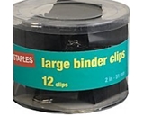 Staples Large Binder Clips, 2- Width, 1- Capacity, Black, 12/Pk