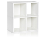 Way Basics Eco 4 Cubby Bookcase, Stackable Organizer and Storage Shelf, White