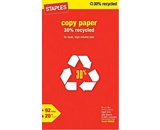 Staples 30% Recycled Legal Size Copy Laser Inkjet Printer Paper, 8 1/2 x 14 inch, 20 lb., 92 Bright White, Acid Free, Ream, 500 Total Sheets - 580525