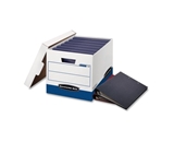 BINDERBOX Storage Box, Locking Lid, White/Blue, 12/Carton - FEL0073301