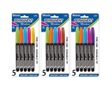 BAZIC Fancy Colors Fine Tip Permanent Markers with Pocket Clip (5/Pack)