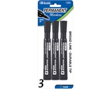 BAZIC Black Chisel Tip Desk Style Permanent Markers (3/Pack)