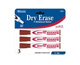 BAZIC Red Chisel Tip Dry-Erase Markers (3/Pack)