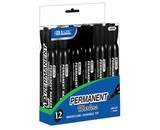BAZIC Black Color Chisel Tip Desk Style Permanent Markers (12/Box)