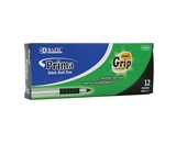 BAZIC Prima Black Stick Pen with Cushion Grip (12/Box)