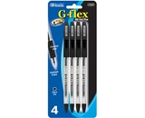 BAZIC G-Flex Black Oil-Gel Ink Pen with Cushion Grip (4/Pack)