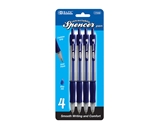 BAZIC Spencer Blue Retractable Pen with Cushion Grip (4/Pack)