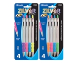 BAZIC Zilver Side Click Retractable Oil-Gel Ink Pen (4/Pack)