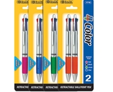 BAZIC Silver Top 4-Color Pen with Cushion Grip (2/Pack)