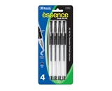 BAZIC Essence Black Color Gel-Pen with Grip (4/Pack)