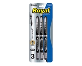 BAZIC Royal Black Rollerball Pen (3/Pack)