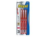 BAZIC Royal Red Rollerball Pen (3/Pack)