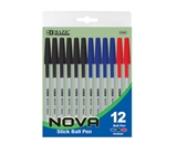 BAZIC Nova Assorted Color Stick Pen (12/Pack)
