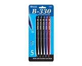 BAZIC B-330 Assorted Color Retractable Pen (5/Pack)