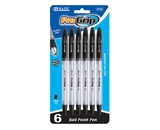 BAZIC Progrip Black Color Stick Pen with Grip (6/Pack)