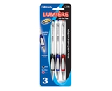 BAZIC Lumiere Asst. Color Retractable Oil-Gel Ink Pen with Grip (3/Pack)