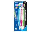 BAZIC Fancy Lumiere Retractable Oli-Gel Ink Pen with Cushion Grip (3/Pack)