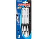 BAZIC Lumiere Black Retractable Oil Gel Ink Pen with Grip (3/Pack)