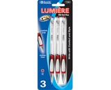 BAZIC Lumiere Red Retractable Oil Gel Ink Pen with Grip (3/Pack)