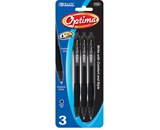 BAZIC Optima Black Retractable Oil-Gel Pen with Grip (3/Pack)