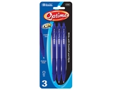 BAZIC Optima Blue Retractable Oil-Gel Ink Pen with Grip (3/Pack)