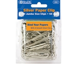 BAZIC Jumbo (50mm) Silver Paper Clip (100/Pack)