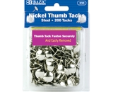 BAZIC Nickel (Silver) Thumb Tack (200/Pack)