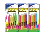 BAZIC Mini Fluorescent Highlighter with Cap Clip (4/Pack)