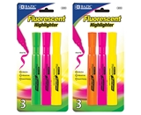 BAZIC Desk Style Fluorescent Highlighters (3/Pack)